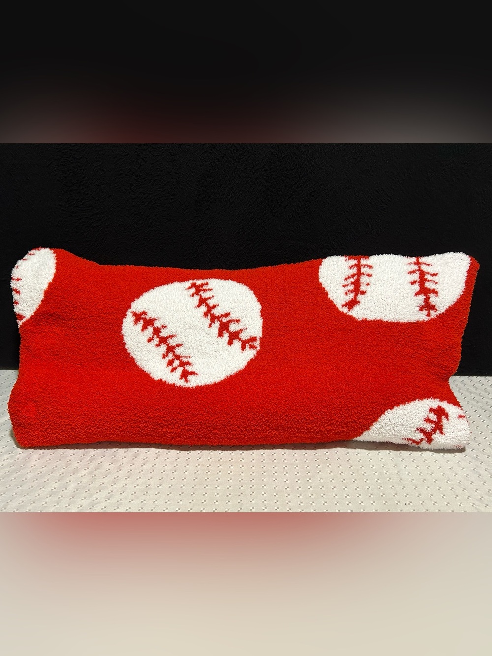 Kirkland Baseball Knit Throw Blanket, 50 x 60 Inch Sport Reversible Knitted